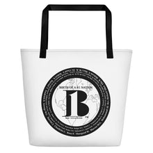 Load image into Gallery viewer, "Birth of A-b1 Nation", displayed are the names of many prominent B1 figures in our history/ Black, Black "B"/Beach Bag/ White - A-b1.com