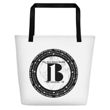 Load image into Gallery viewer, "The New Black Media", displayed are the names of the members of the new Black media/ Black, Black "B"/Beach Bag/ White-Red Strap, White-Yellow Strap, White-Black Strap - A-b1.com