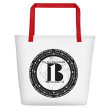 Load image into Gallery viewer, "The New Black Media", displayed are the names of the members of the new Black media/ Black, Black "B"/Beach Bag/ White-Red Strap, White-Yellow Strap, White-Black Strap - A-b1.com