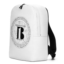 Load image into Gallery viewer, Birth of A-b1 Nation" displayed are the names of many prominent B1 figures in our history/ White, White "B"/Minimalist Backpack - A-b1.com