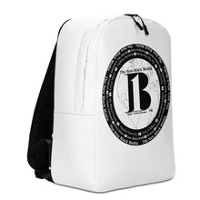 Load image into Gallery viewer, "The New Black Media", displayed are the names of the members of the new Black media/ Black, Black "B"/ Minimalist Backpack/ White - A-b1.com