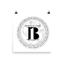 Load image into Gallery viewer, "Birth of A-b1 Nation", displayed are the names of many prominent B1 figures in our history/ White, Black "B"/Poster - A-b1.com