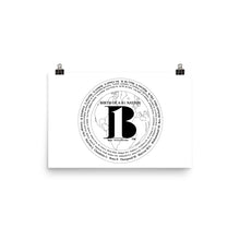 Load image into Gallery viewer, "Birth of A-b1 Nation", displayed are the names of many prominent B1 figures in our history/ White, Black "B"/Poster - A-b1.com