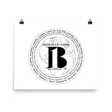 Load image into Gallery viewer, "Birth of A-b1 Nation", displayed are the names of many prominent B1 figures in our history/ White, Black "B"/Poster - A-b1.com