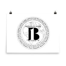 Load image into Gallery viewer, "Birth of A-b1 Nation", displayed are the names of many prominent B1 figures in our history/ White, Black "B"/Poster - A-b1.com