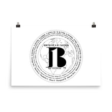 Load image into Gallery viewer, "Birth of A-b1 Nation", displayed are the names of many prominent B1 figures in our history/ White, Black "B"/Poster - A-b1.com