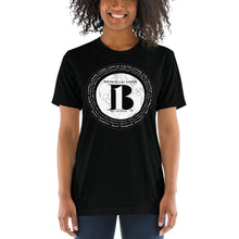 Load image into Gallery viewer, "Birth of A-b1 Nation", displayed are the names of many prominent B1 figures in our history/ Black, Black "B"/Short sleeve t-shirt in many colors - A-b1.com