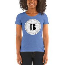 Load image into Gallery viewer, "Birth of A b1 Nation", displayed are the names of many prominent B1 figures in our history/ White, Black "B"/Ladies' short sleeve t-shirt in many colors - A-b1.com