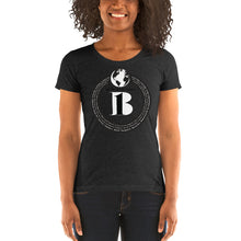 Load image into Gallery viewer, "Birth of A-b1 Nation", displayed are the names of many prominent B1 figures in our history/ Black, White "B"/Ladies' short sleeve t-shirt in many colors - A-b1.com