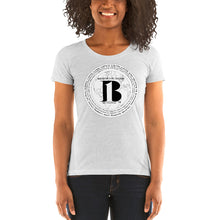 Load image into Gallery viewer, "Birth of A b1 Nation", displayed are the names of many prominent B1 figures in our history/ White, Black "B"/Ladies' short sleeve t-shirt in many colors - A-b1.com