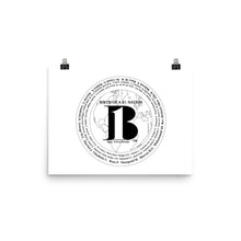 Load image into Gallery viewer, &quot;Birth of A-b1 Nation&quot;, displayed are the names of many prominent B1 figures in our history/ White, Black &quot;B&quot;/Poster - A-b1.com
