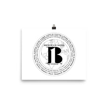 Load image into Gallery viewer, &quot;Birth of A-b1 Nation&quot;, displayed are the names of many prominent B1 figures in our history/ White, Black &quot;B&quot;/Poster - A-b1.com
