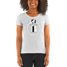 Load image into Gallery viewer, &quot;Birth of A-b1 Nation&quot;, displayed are the names of many prominent B1 figures in our history/ Top Globe, White, White &quot;B&quot;/Ladies&#39; short sleeve t-shirt in many colors - A-b1.com
